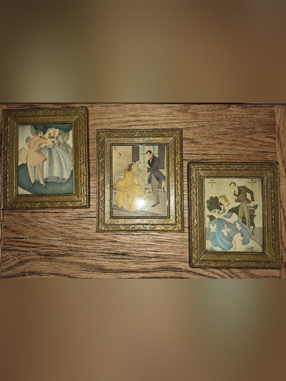 3 Framed Vintage 1940s lithographs by artist S. Colef
